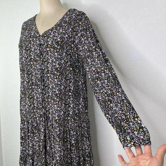 Loft Floral Print Drop Waist Short Tunic Dress Size S Viscose Boho, Chic, Summer - Picture 4 of 8